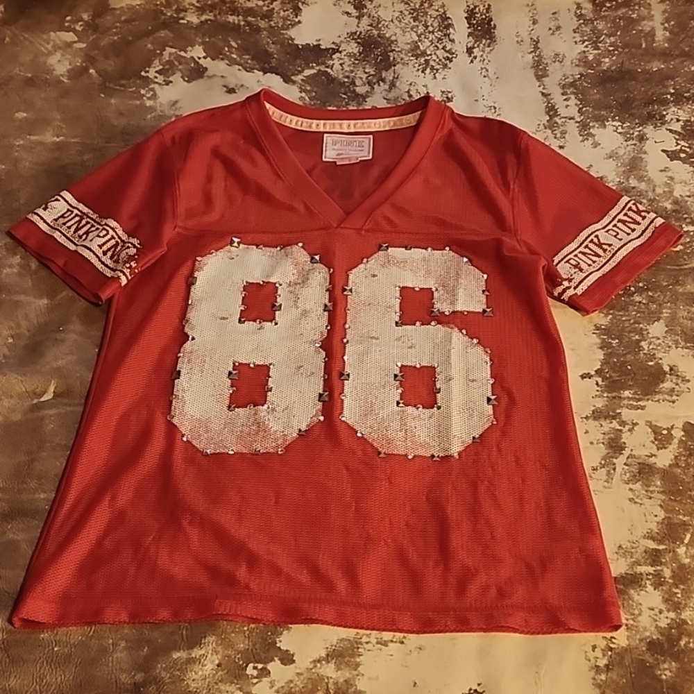 Pink VS Collegiate Collection. Huskers Jersey. Size: M